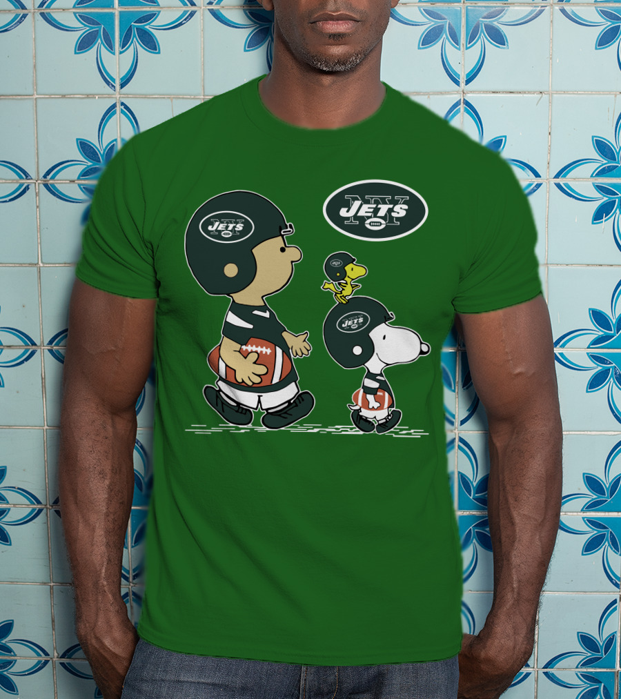 New York Jets Snoopy And Woodstock Football Adventure T-Shirt