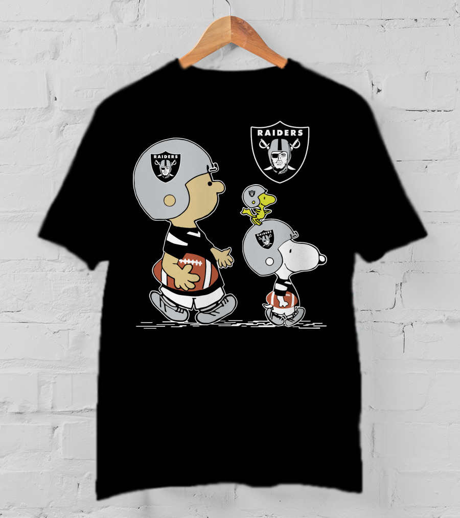 Raiders Snoopy Charlie Brown Woodstock Football T-Shirt