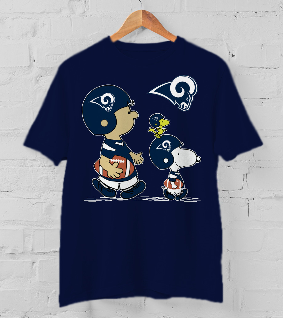 Rams Snoopy Charlie Brown Woodstock Football Helmets T-Shirt