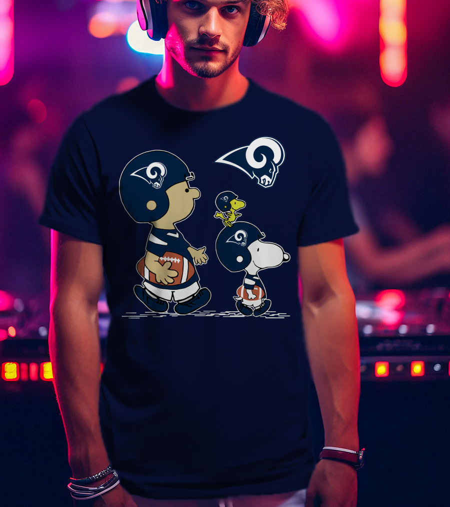 Rams Snoopy Charlie Brown Woodstock Football Helmets T-Shirt