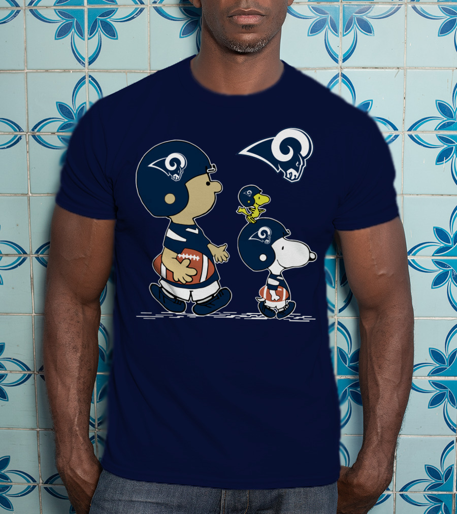 Rams Snoopy Charlie Brown Woodstock Football Helmets T-Shirt