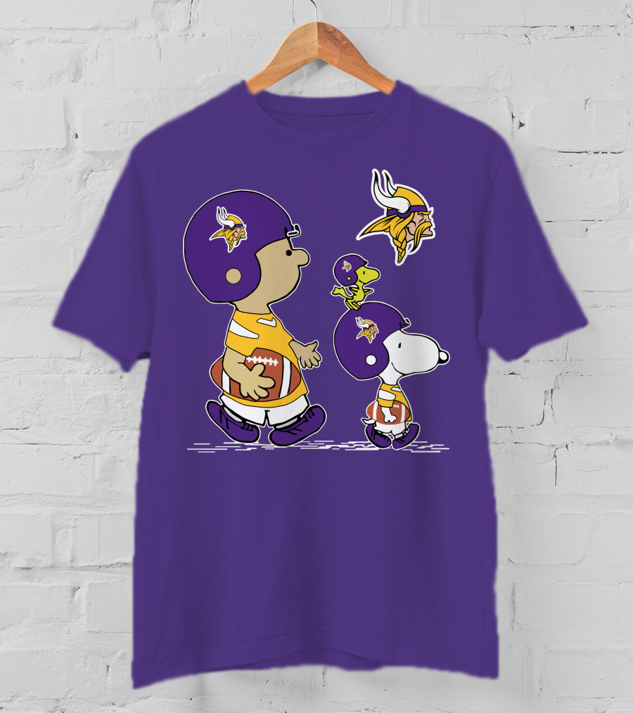 Vikings Snoopy And Woodstock Football Team Fans T-Shirt