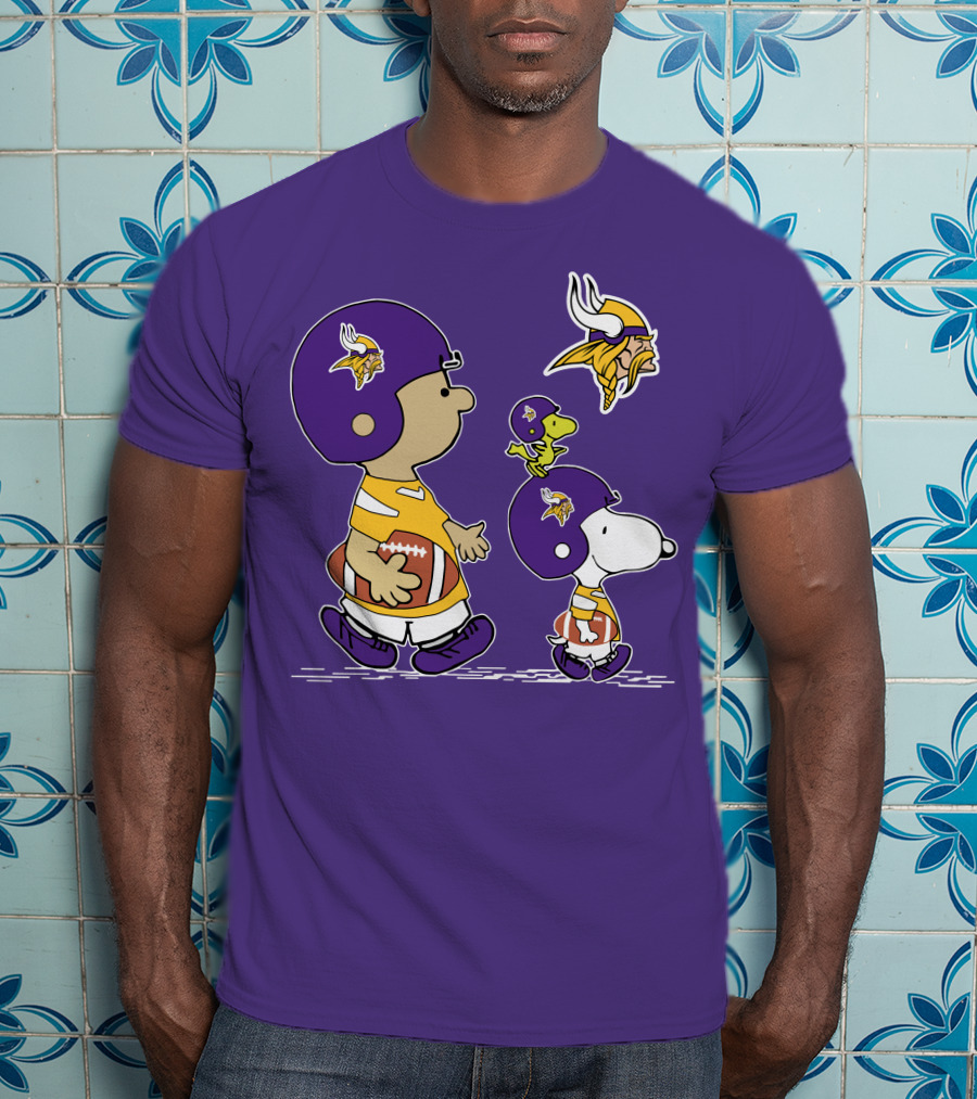 Vikings Snoopy And Woodstock Football Team Fans T-Shirt