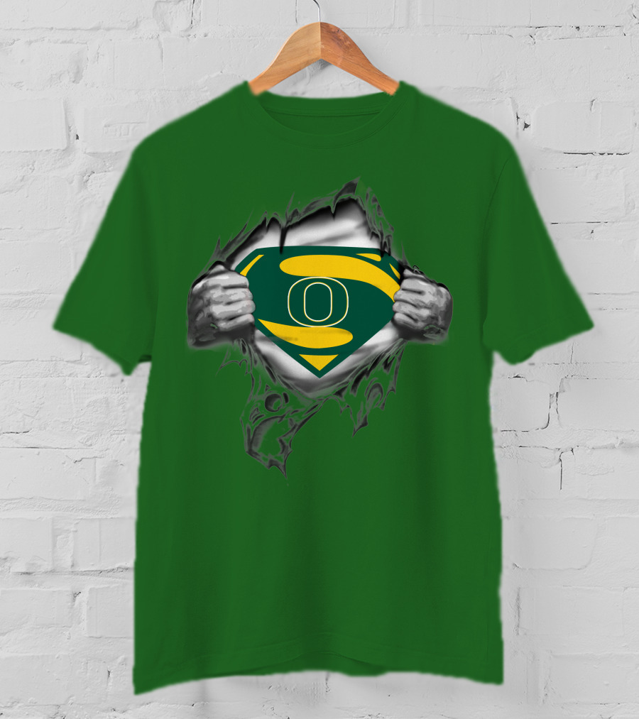 Oregon Ducks Superman Logo Emblem Breaking Through T-Shirt