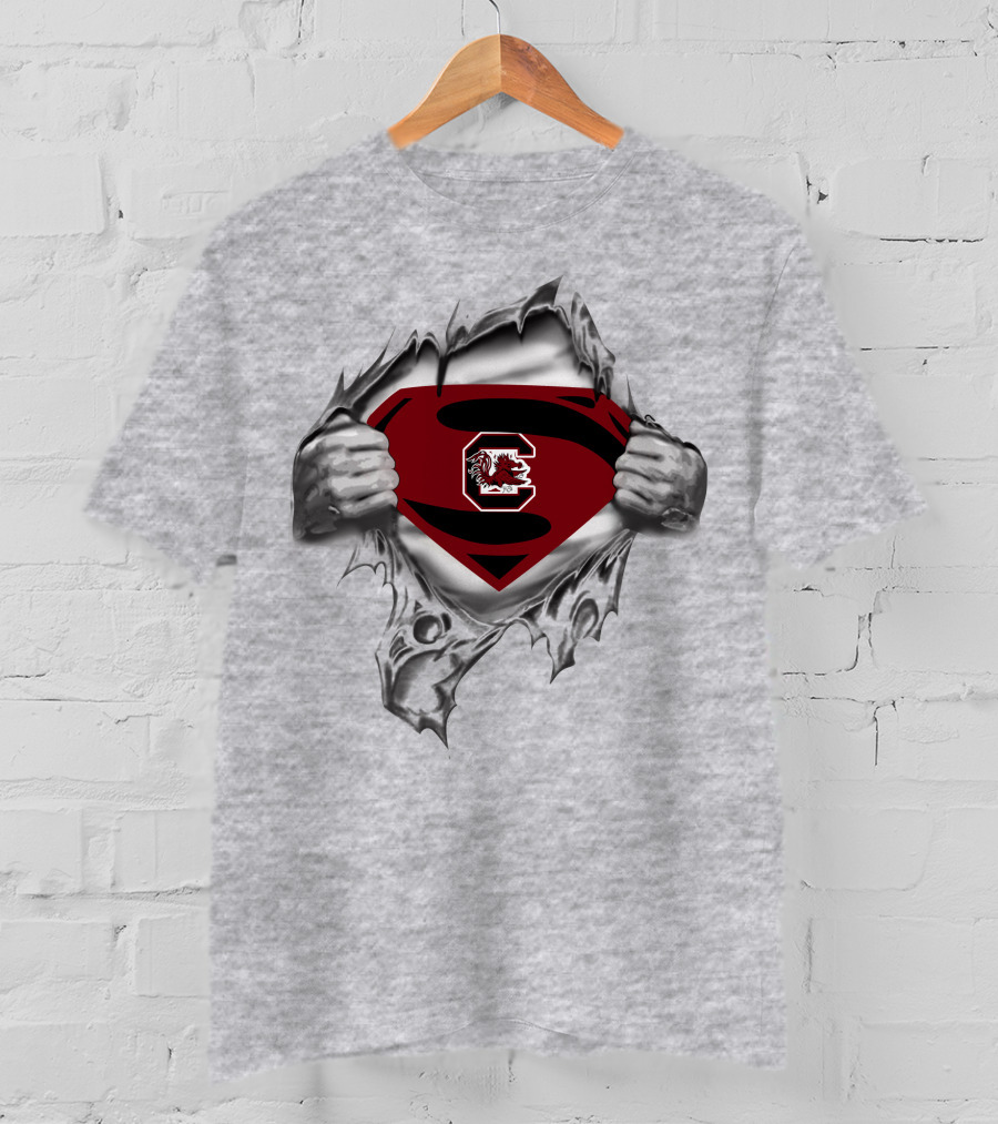 Gamecocks Super Man Logo Torn Chest T-Shirt
