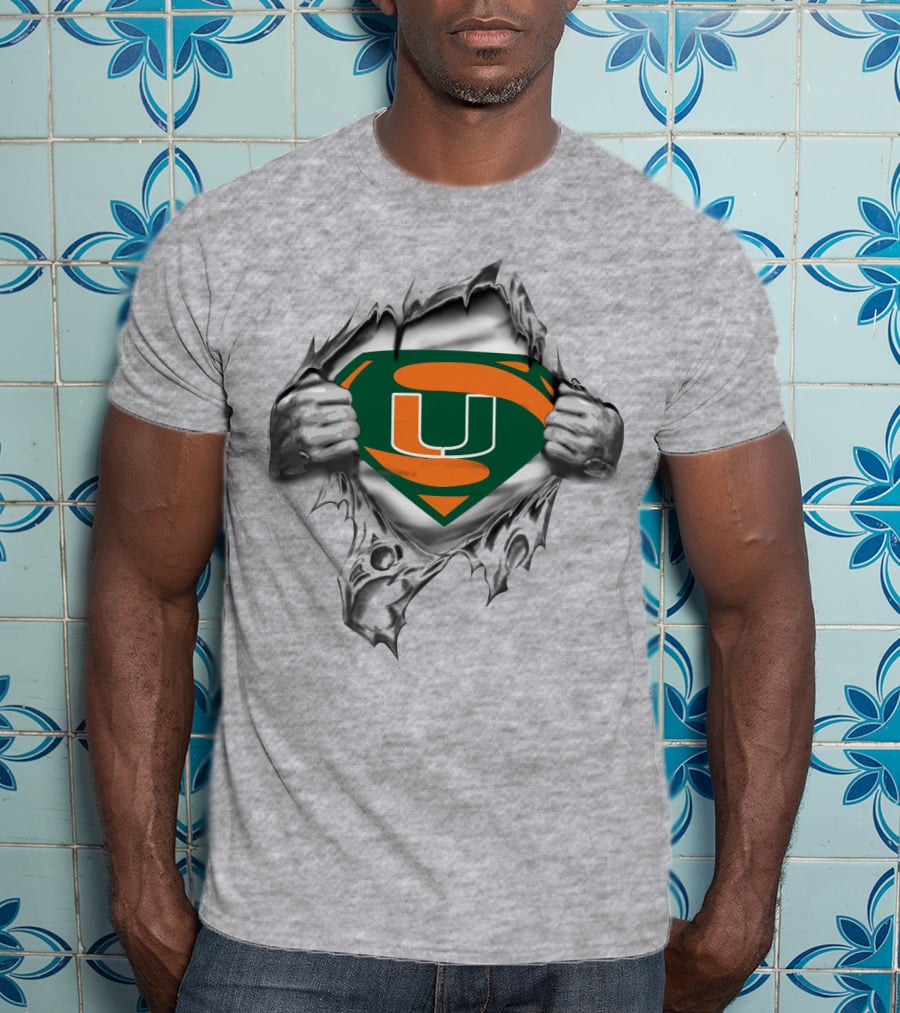 Miami Hurricanes Superman Logo U Shield T-Shirt
