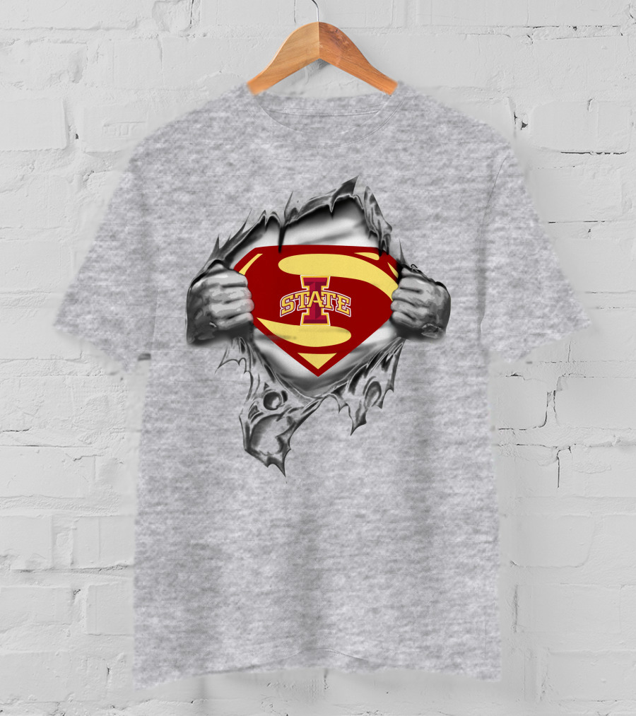 Iowa State Superman Logo Fusion With Torn T-Shirt