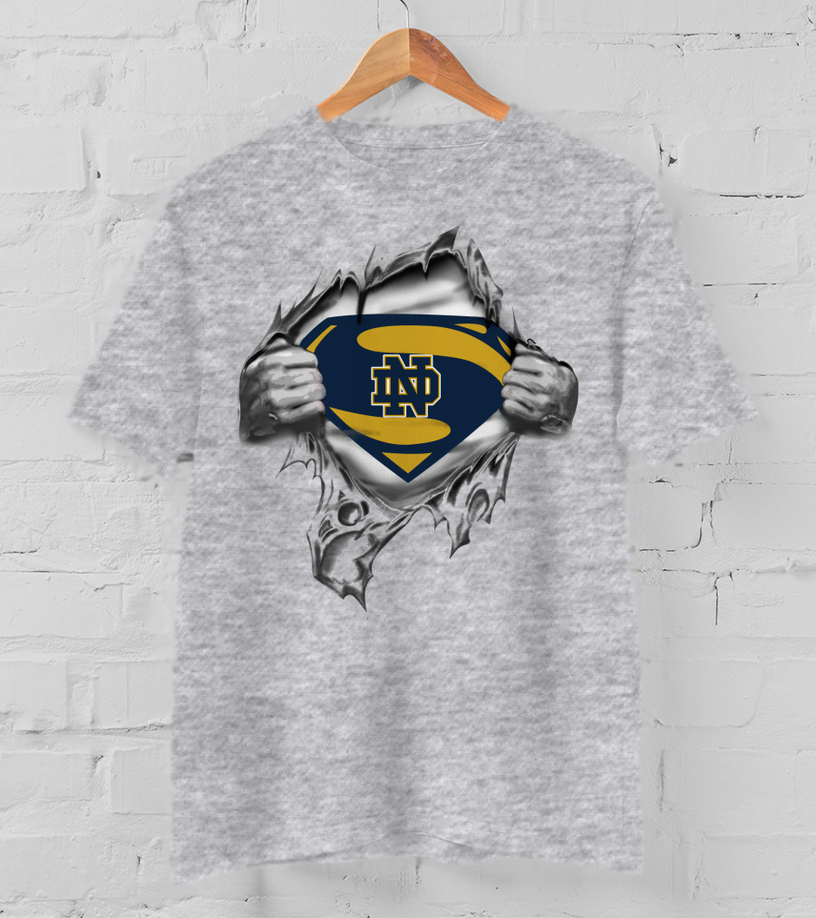Notre Dame ND Superman Shield Under Ripped T-Shirt
