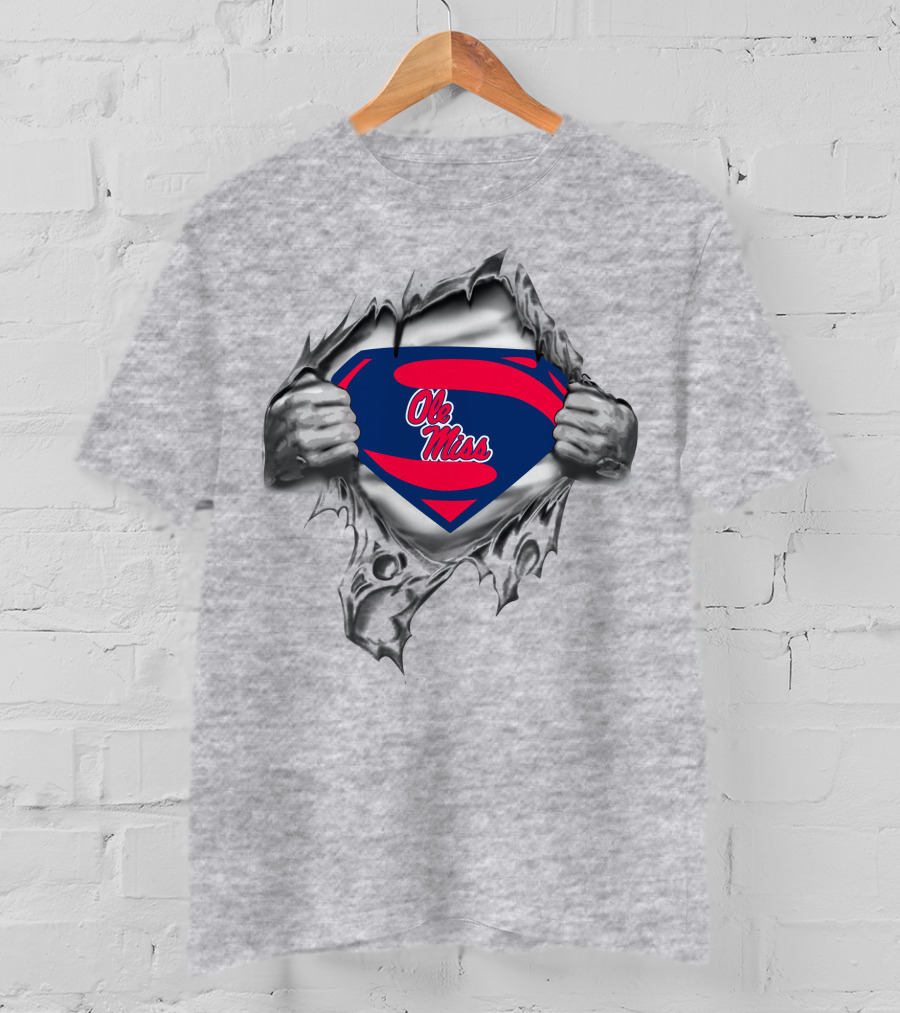 Ole Miss Superman Logo Ripped Chest T-Shirt