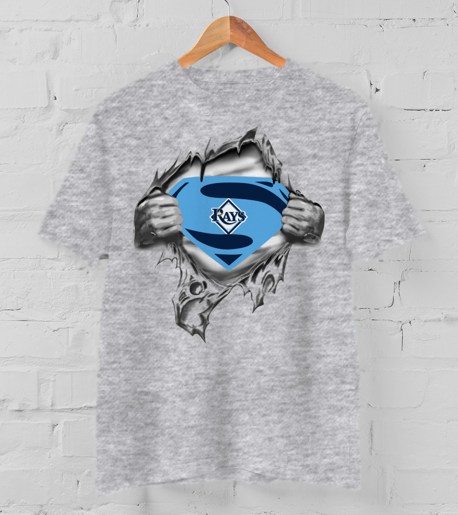 Rays Baseball Superman Shield Peeling Back Layers T-Shirt