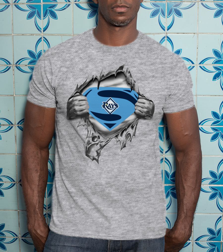 Rays Baseball Superman Shield Peeling Back Layers T-Shirt