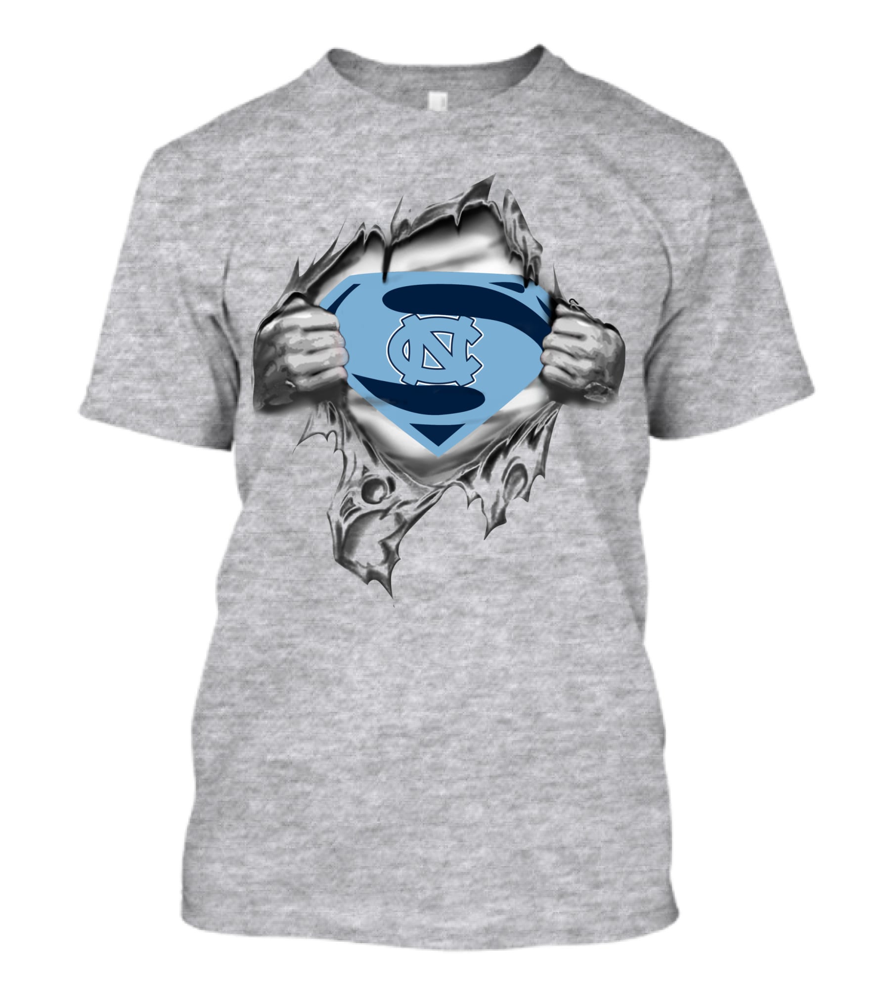 Unc Tar Heels Superman Logo Rip Jersey T-Shirt