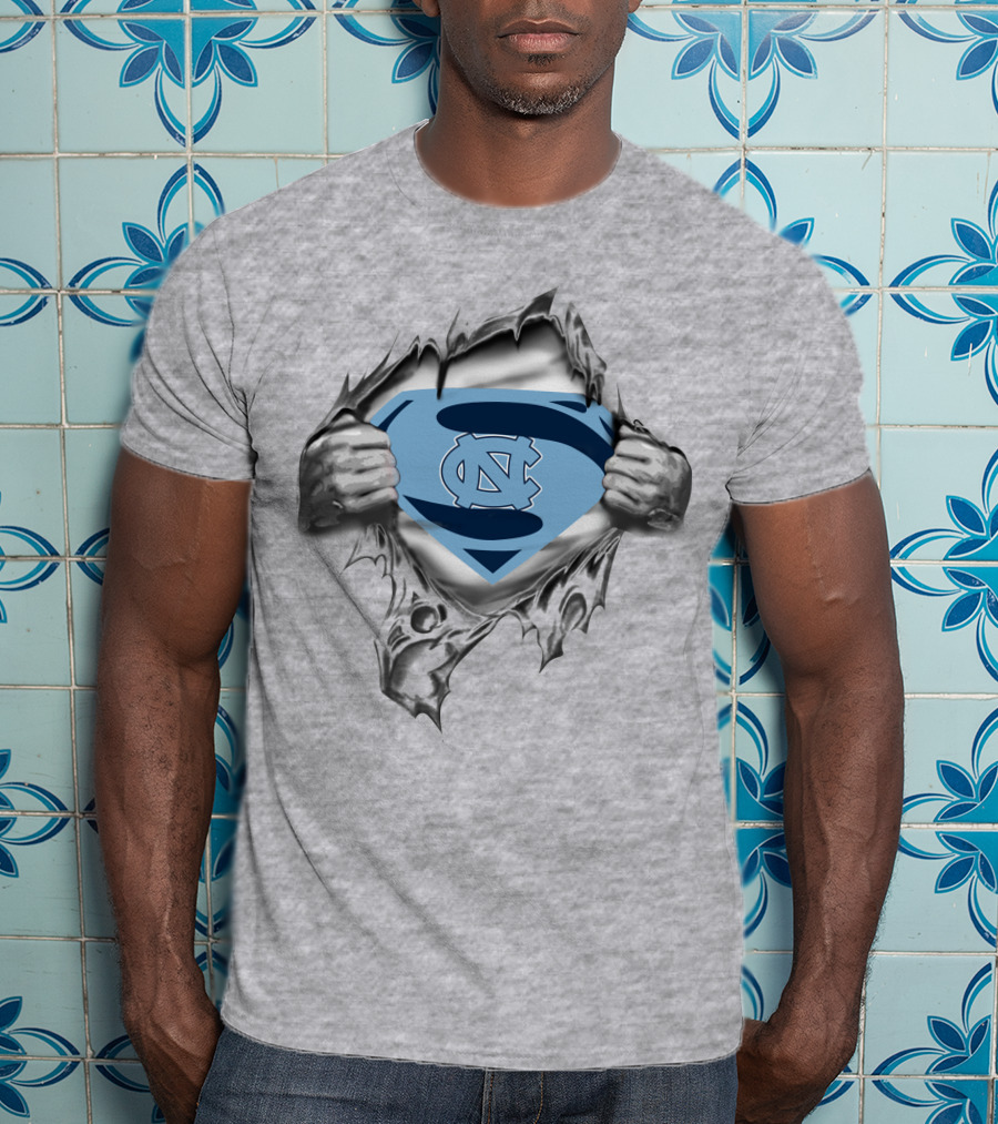 Unc Tar Heels Superman Logo Rip Jersey T-Shirt