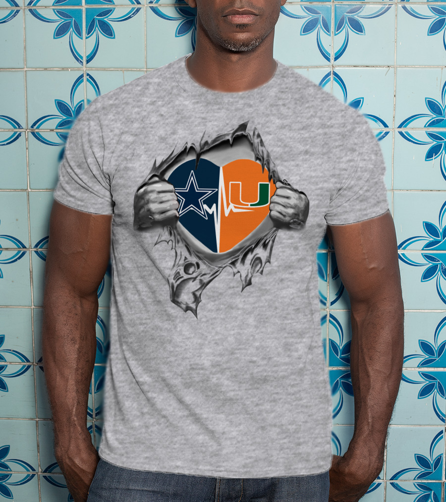 Cowboys Hurricanes Star Heartbeat In My Heart T-Shirt