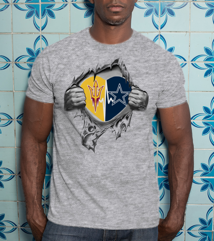 Arizona State Sun Devils Dallas Cowboys Heart T-Shirt