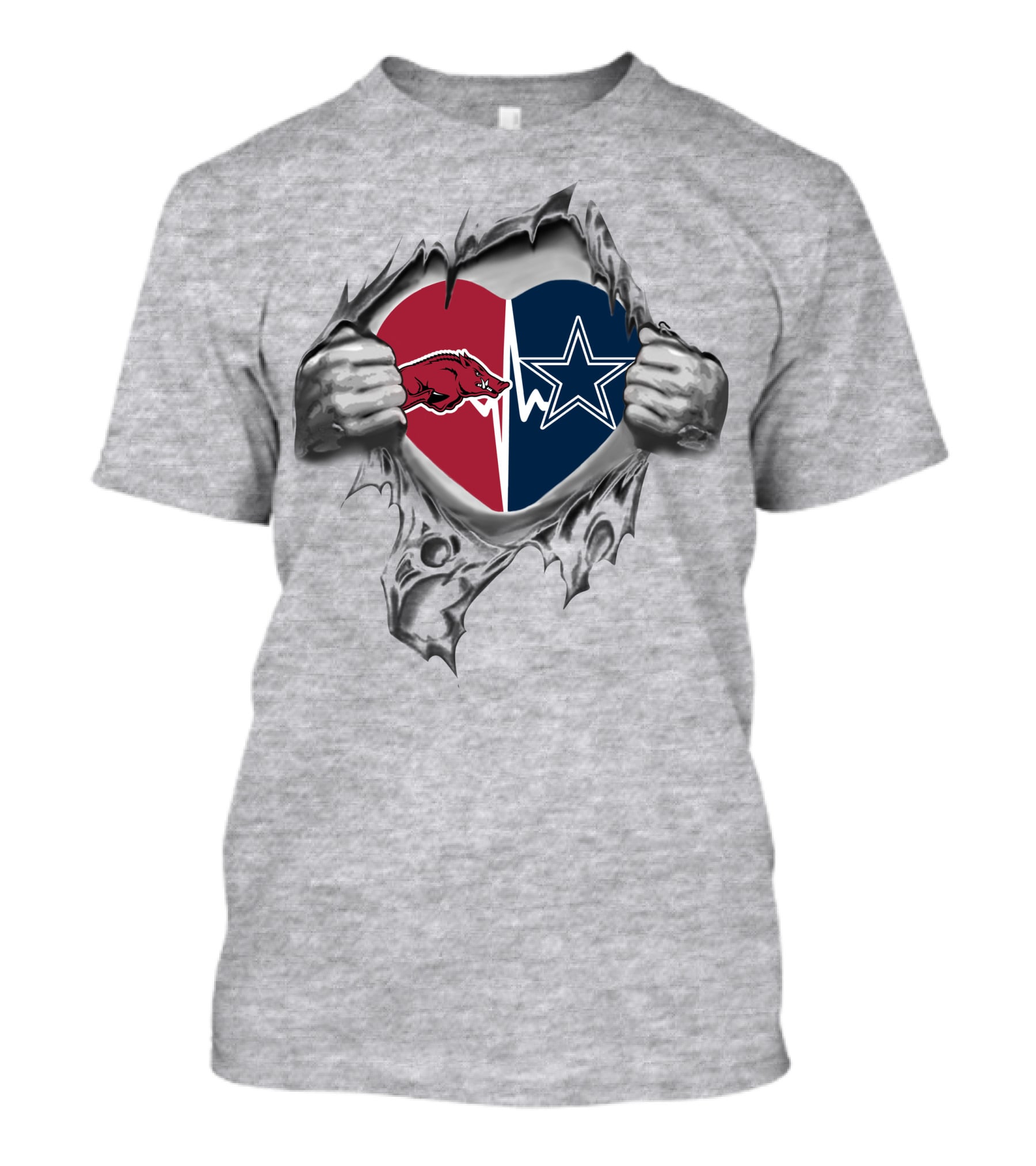 Arkansas Razorbacks Dallas Cowboys Heart T-Shirt