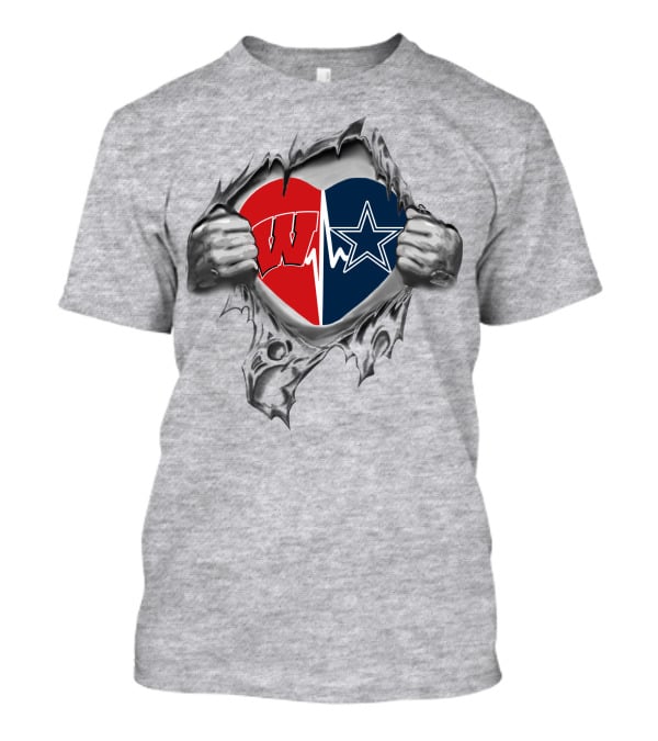 Cowboys Badgers Heart Logo Stars And Badgers United T-Shirt