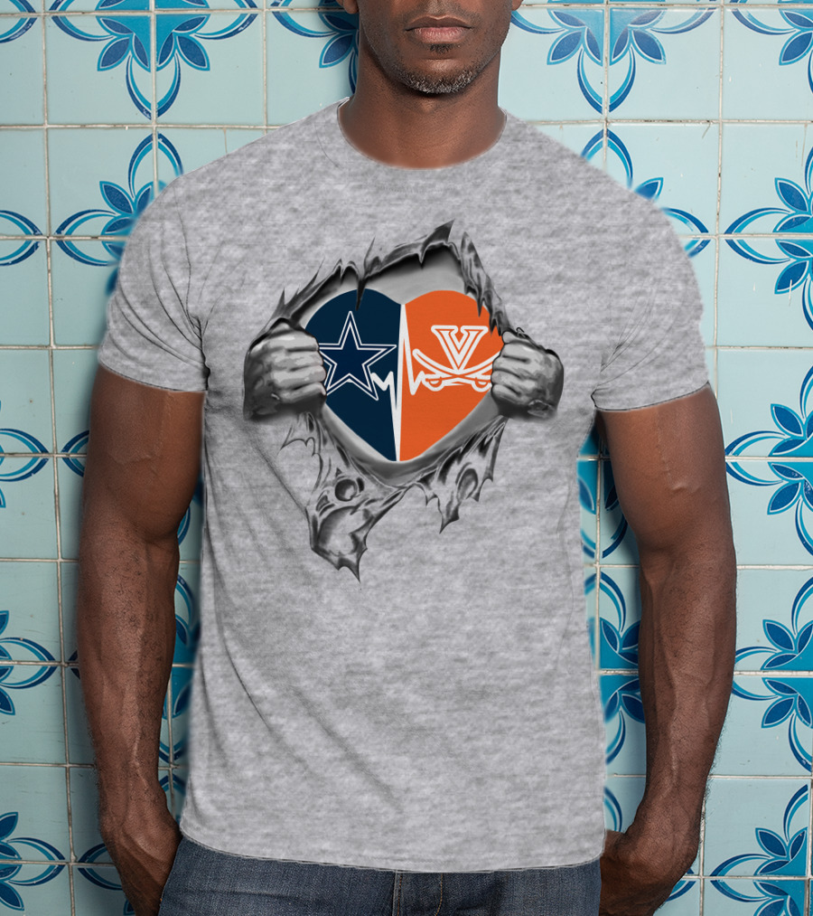 Cowboys Cavaliers Heart With Star And V Emblems T-Shirt