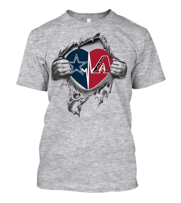 Cowboys And Diamondbacks Heart Symbol Ripped T-Shirt