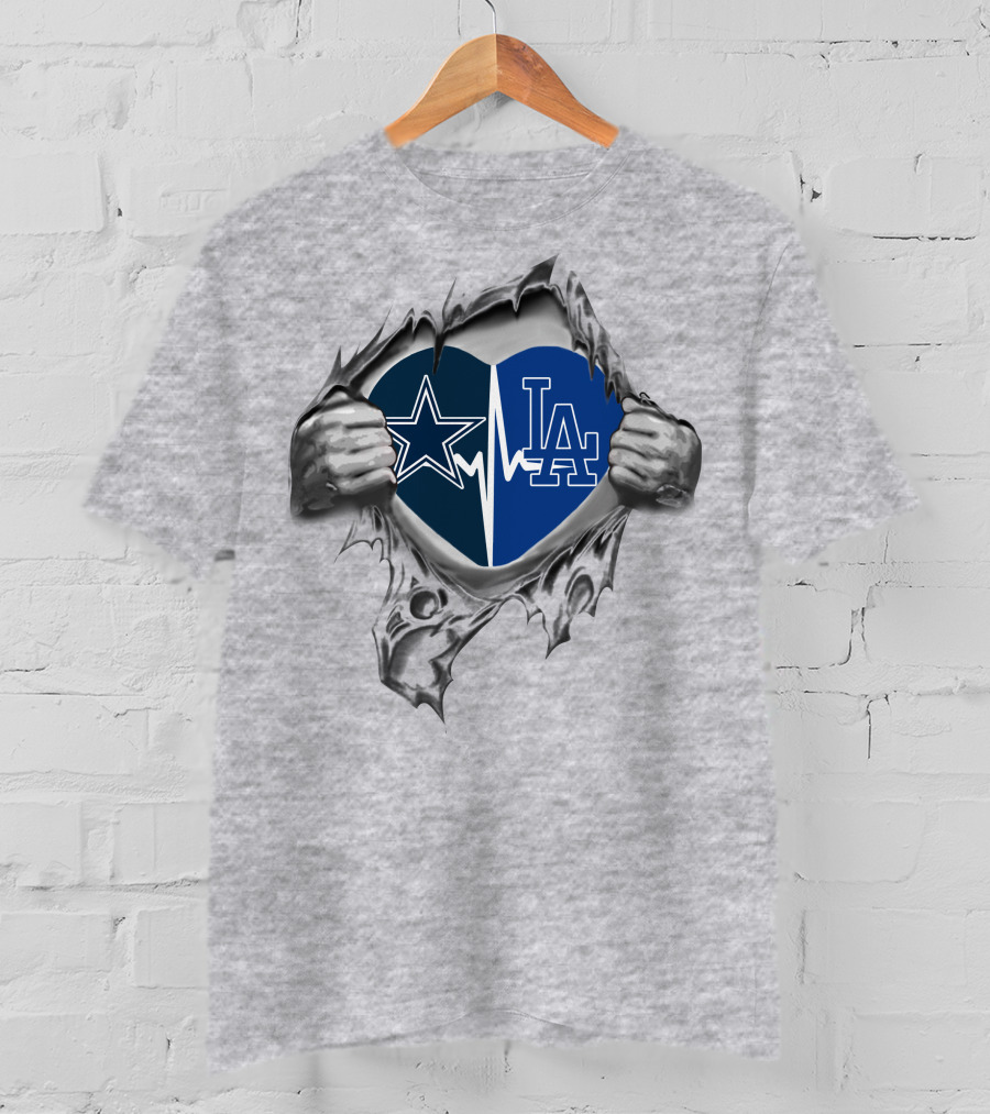 Cowboys Star Dodgers La Heartbeat Inside T-Shirt
