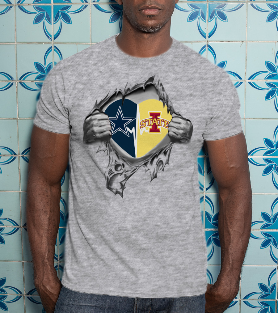 Cowboys And Iowa State Torn Heart T-Shirt