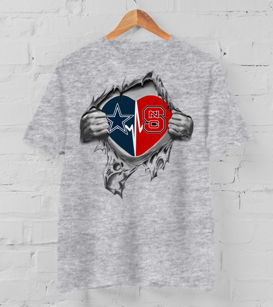 Cowboys Nc State Heart Love Star Symbol T-Shirt