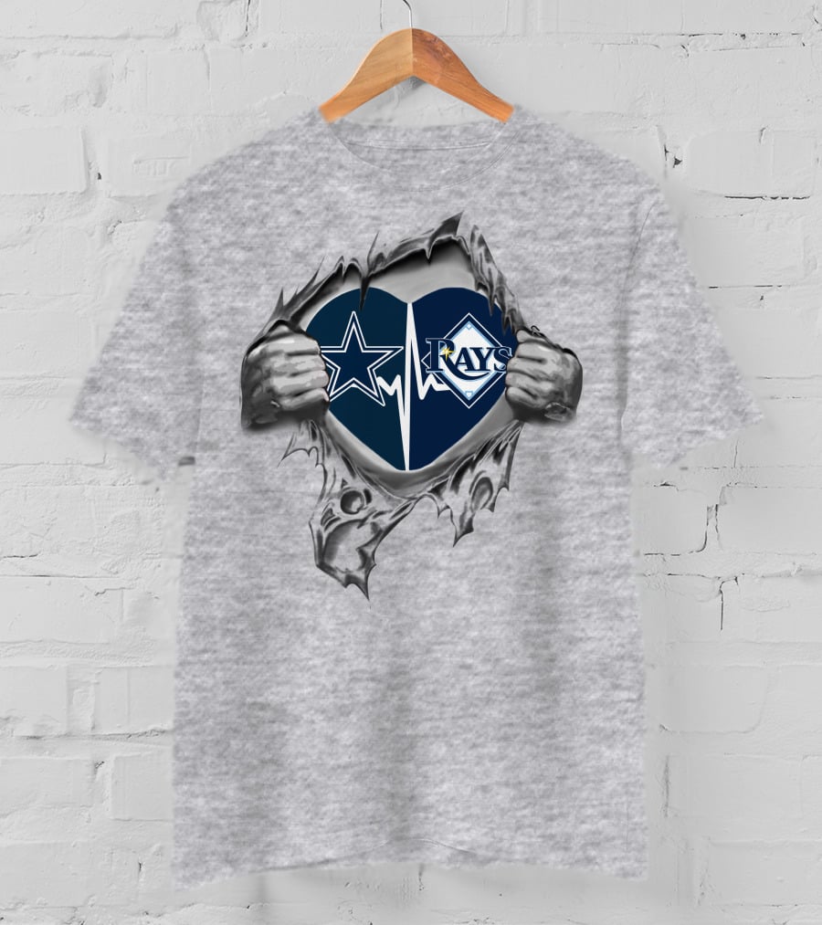 Cowboys Rays Heartbeat Passion Tear-Away Logo Showcase T-Shirt
