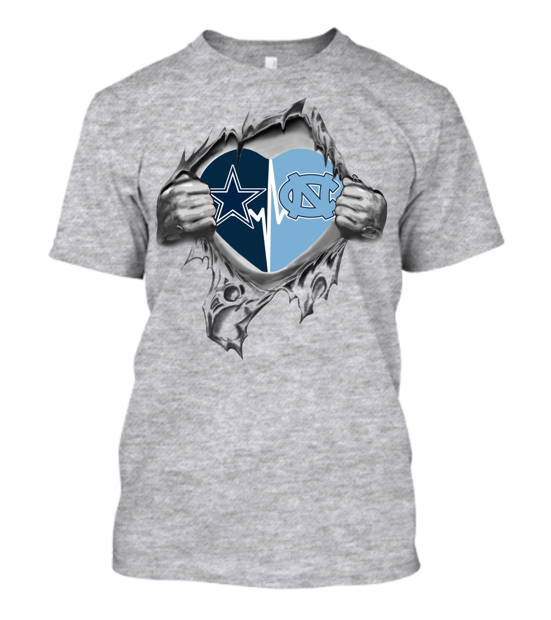 Cowboys Tar Heels Heartbeat Split T-Shirt