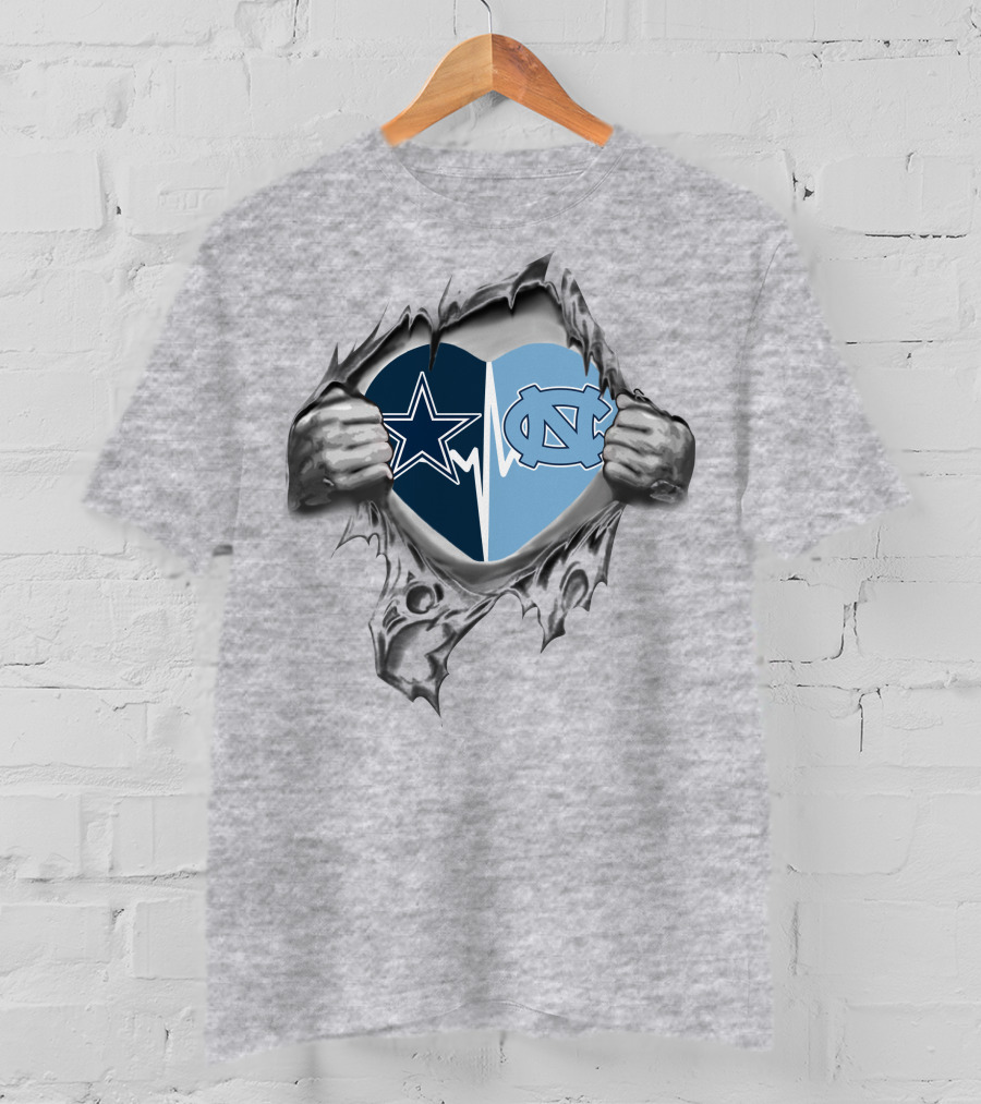 Cowboys Tar Heels Heartbeat Split T-Shirt