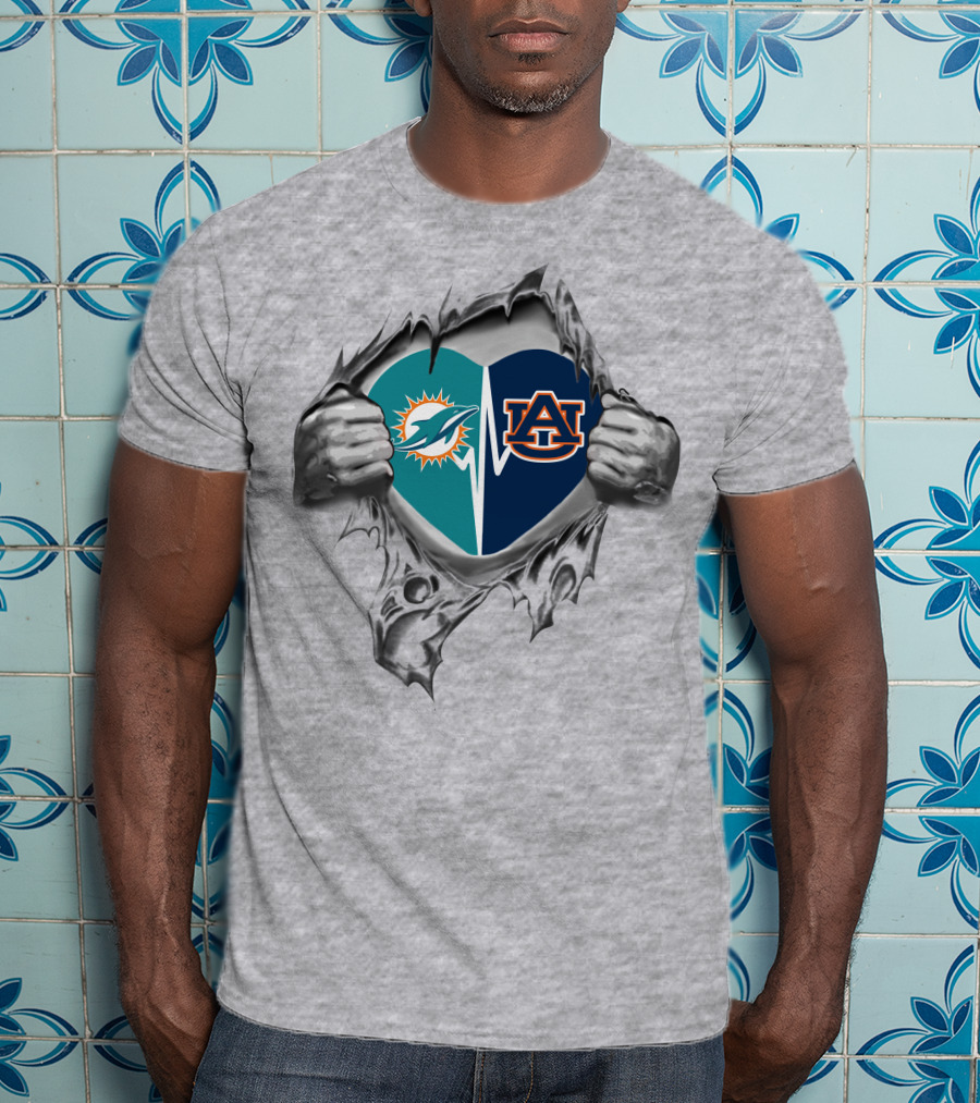 Auburn Heart Dolphins Miami Its In My Heart Auburn T-Shirt