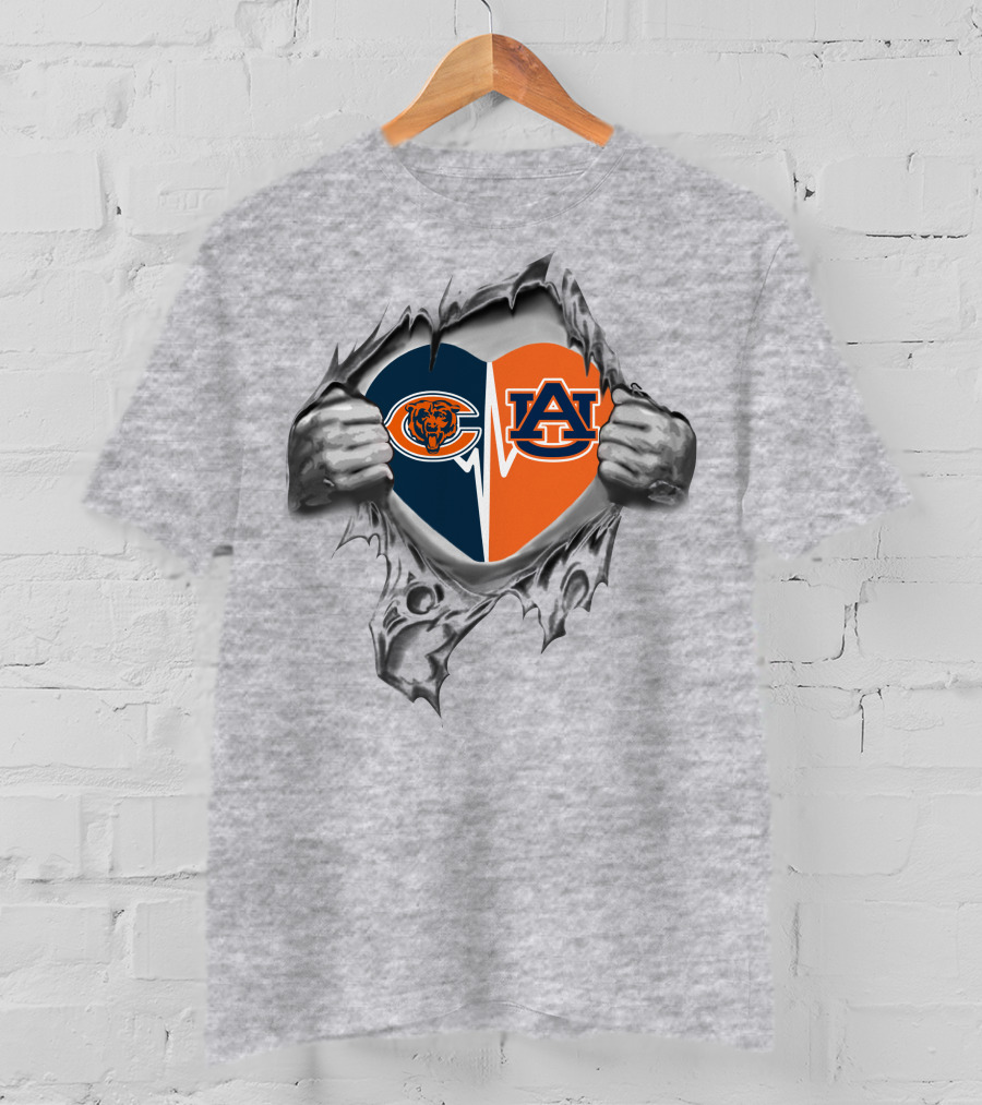 Bears Auburn Heart Chicago Bears Logo Auburn University T-Shirt