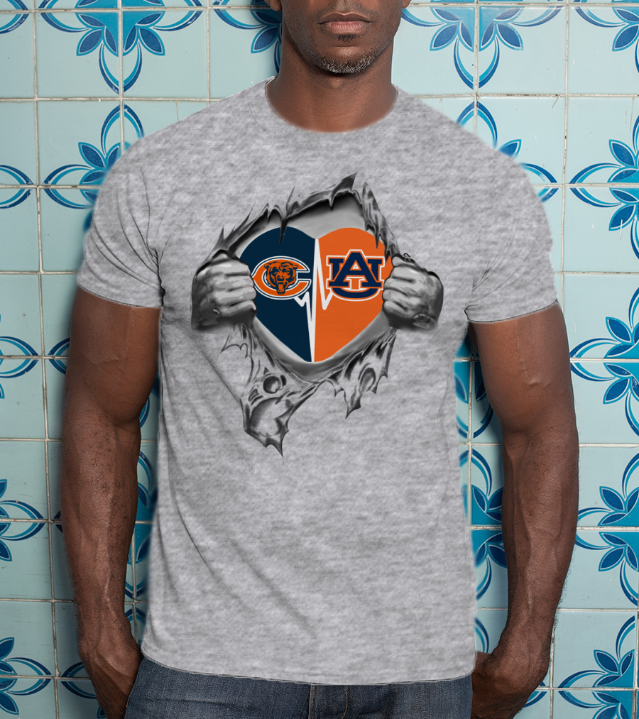 Bears Auburn Heart Chicago Bears Logo Auburn University T-Shirt