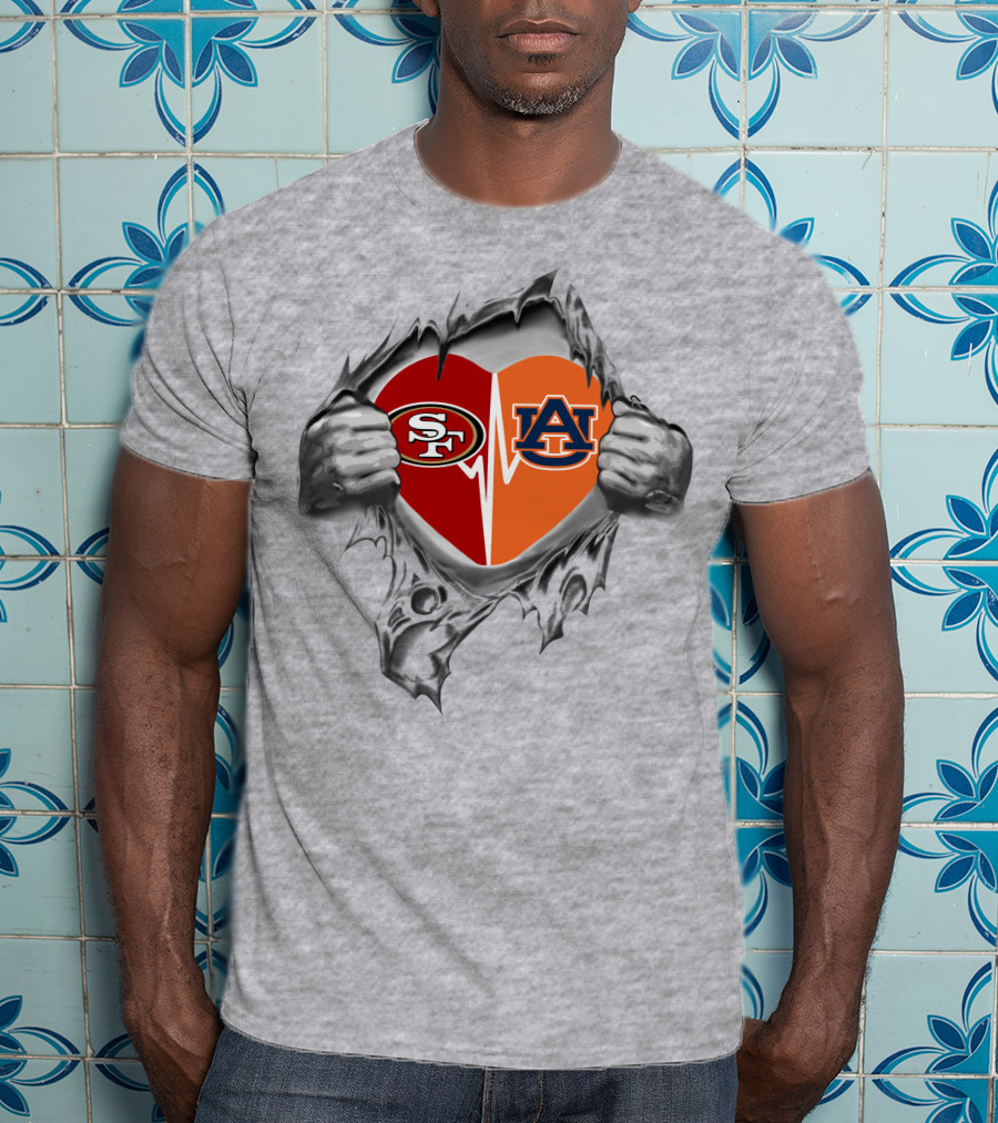 Sf 49ers Auburn Heart Combo Love T-Shirt