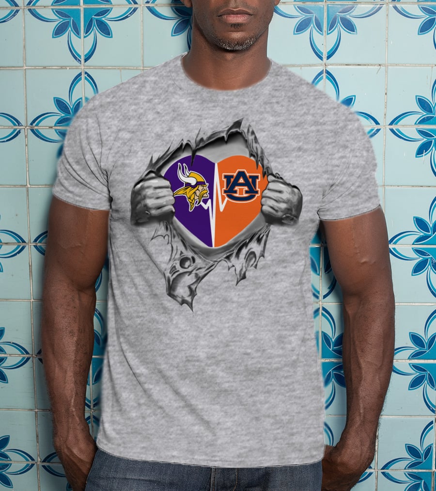 Vikings Auburn Heart Design It's In My Heart T-Shirt