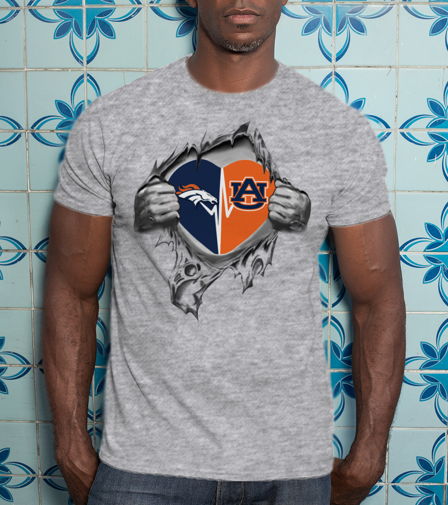 Broncos Auburn It's In My Heart Broncos Logo Mashup T-Shirt