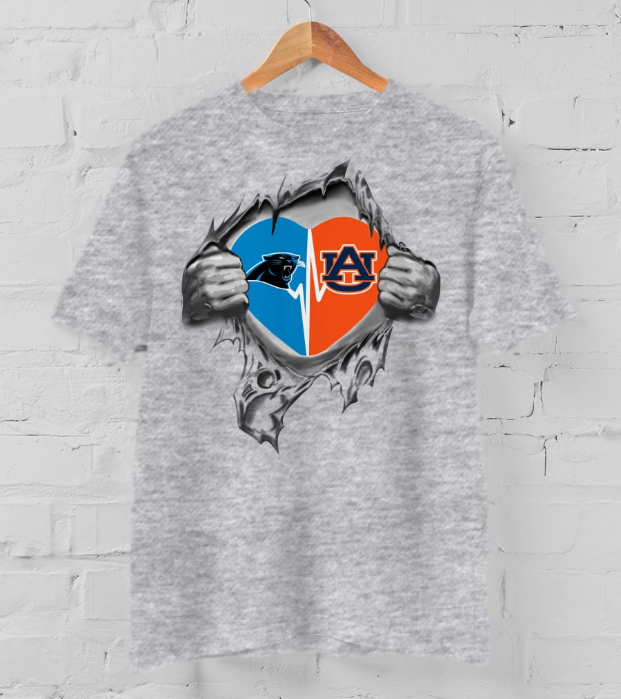 Panthers Auburn Heart Logo Dual Pride T-Shirt