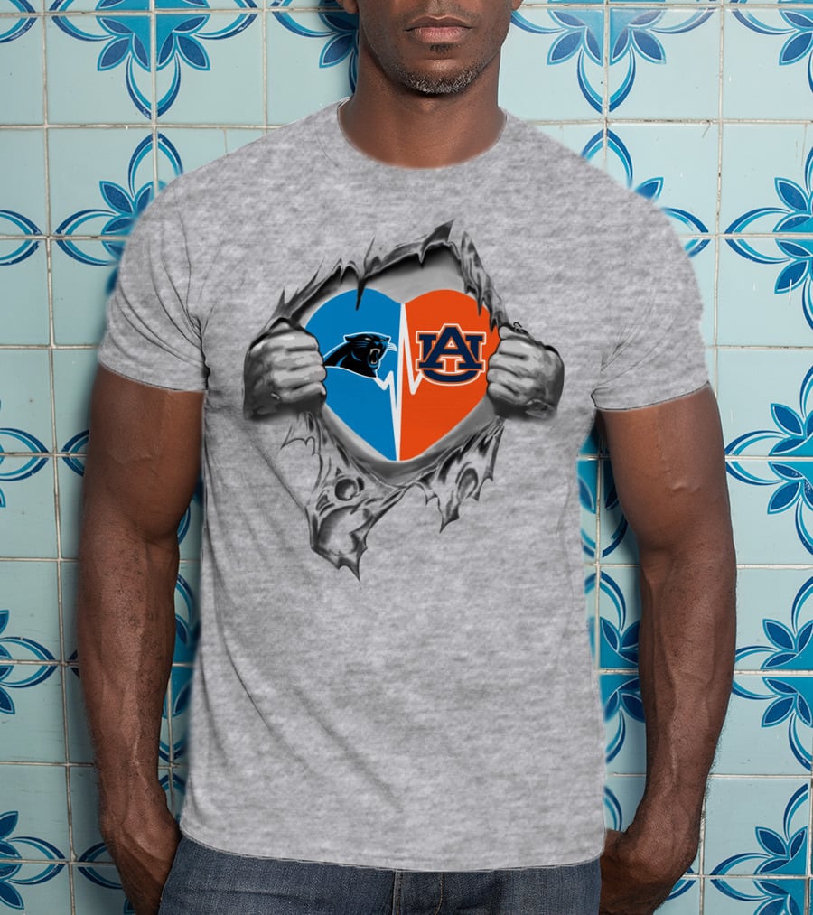 Panthers Auburn Heart Logo Dual Pride T-Shirt