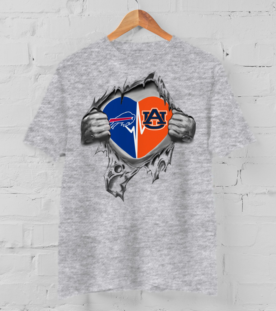 Bills Auburn Heart Split Buffalo Bills Auburn Tigers T-Shirt