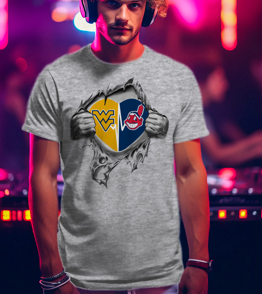 WV Indians West Virginia Mountaineers Cleveland Indians Heart Fusion T-Shirt