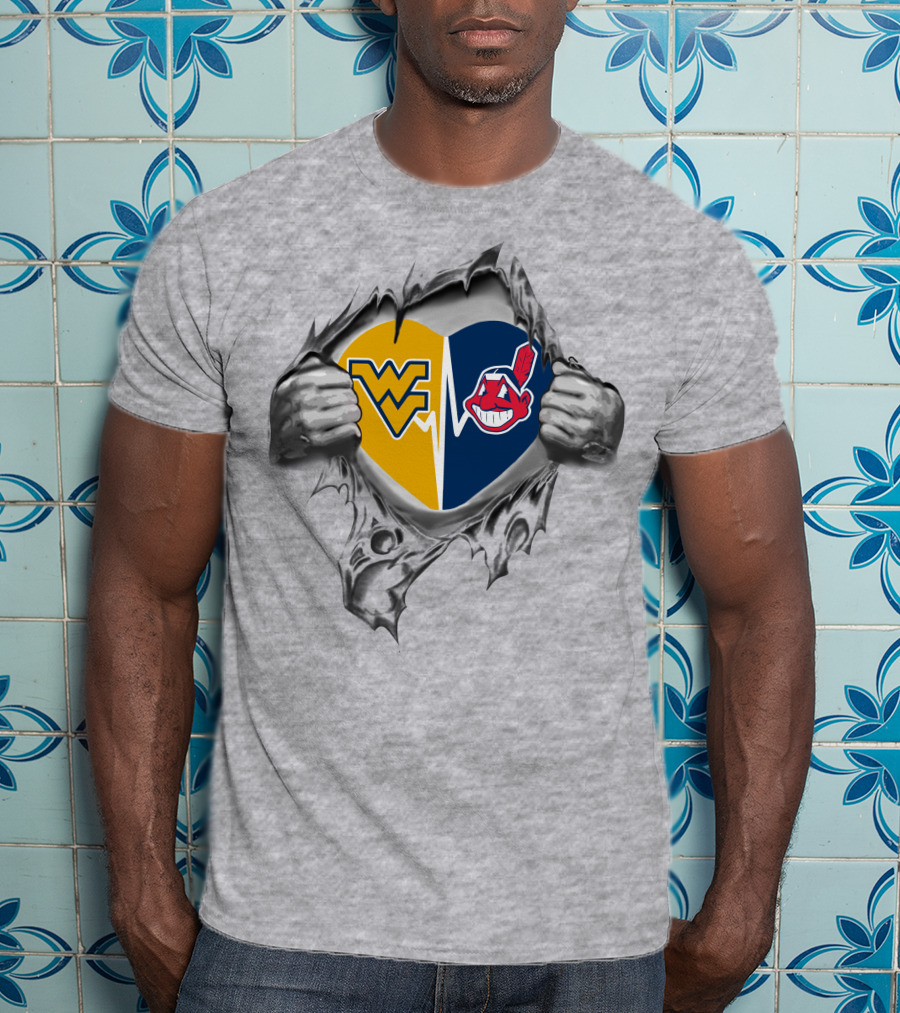 WV Indians West Virginia Mountaineers Cleveland Indians Heart Fusion T-Shirt