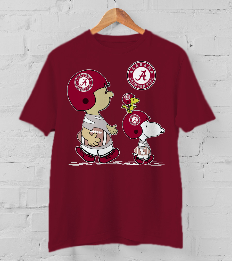 Alabama Crimson Tide Snoopy Peanuts Football Charlie Brown Woodstock T-Shirt