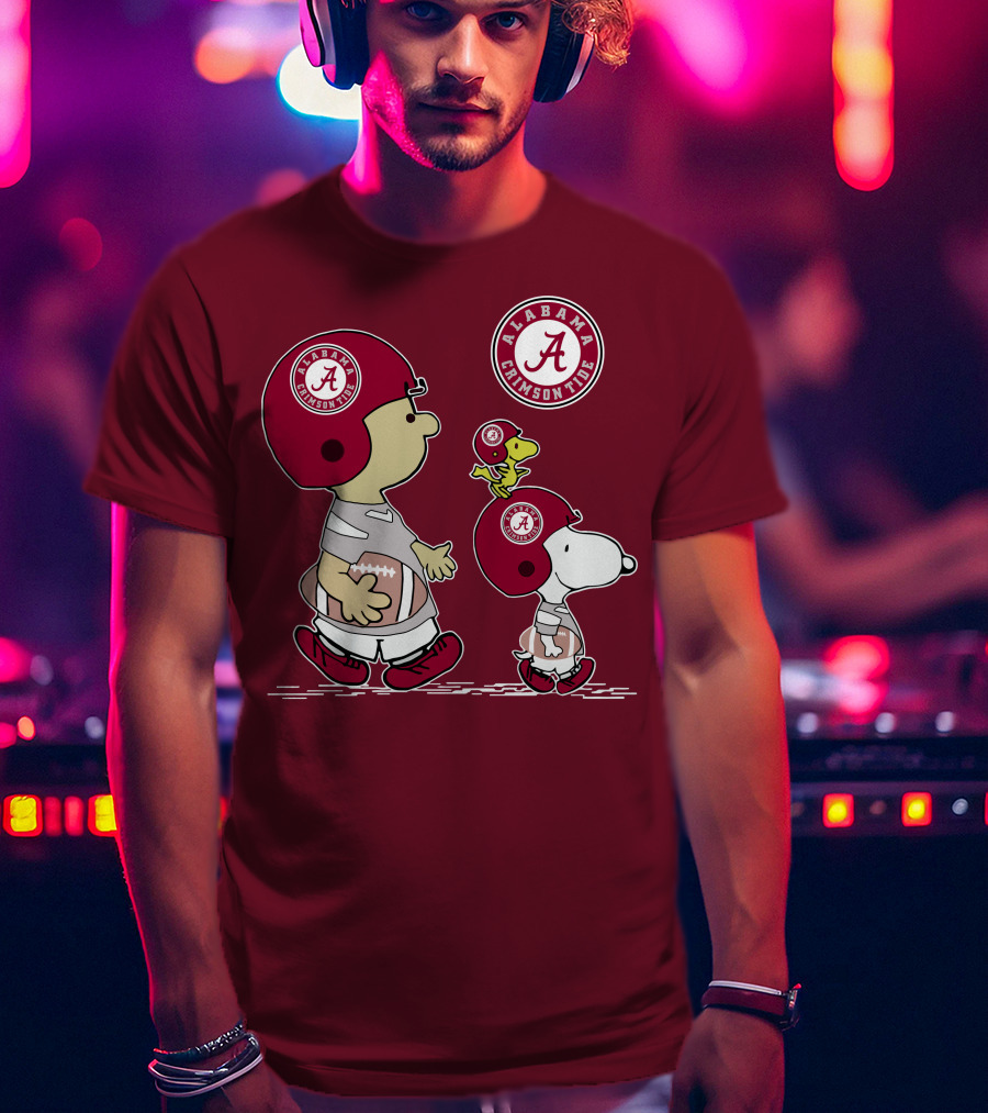 Alabama Crimson Tide Snoopy Peanuts Football Charlie Brown Woodstock T-Shirt