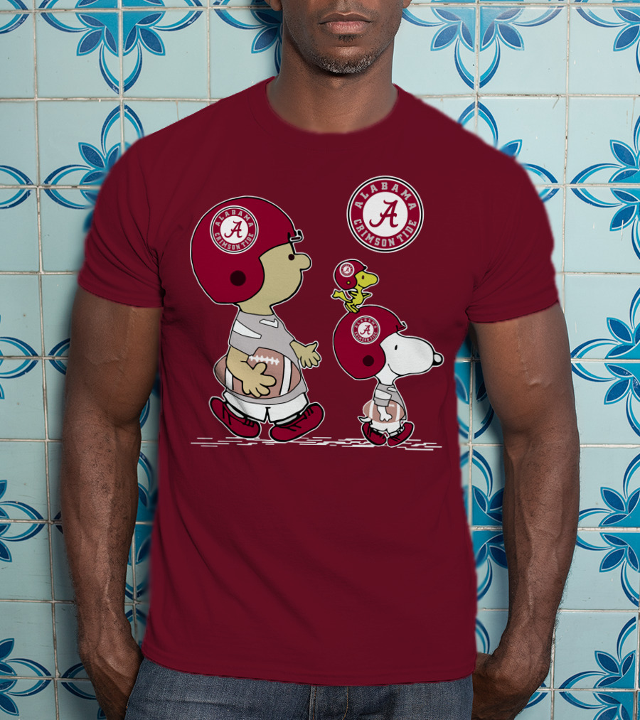 Alabama Crimson Tide Snoopy Peanuts Football Charlie Brown Woodstock T-Shirt