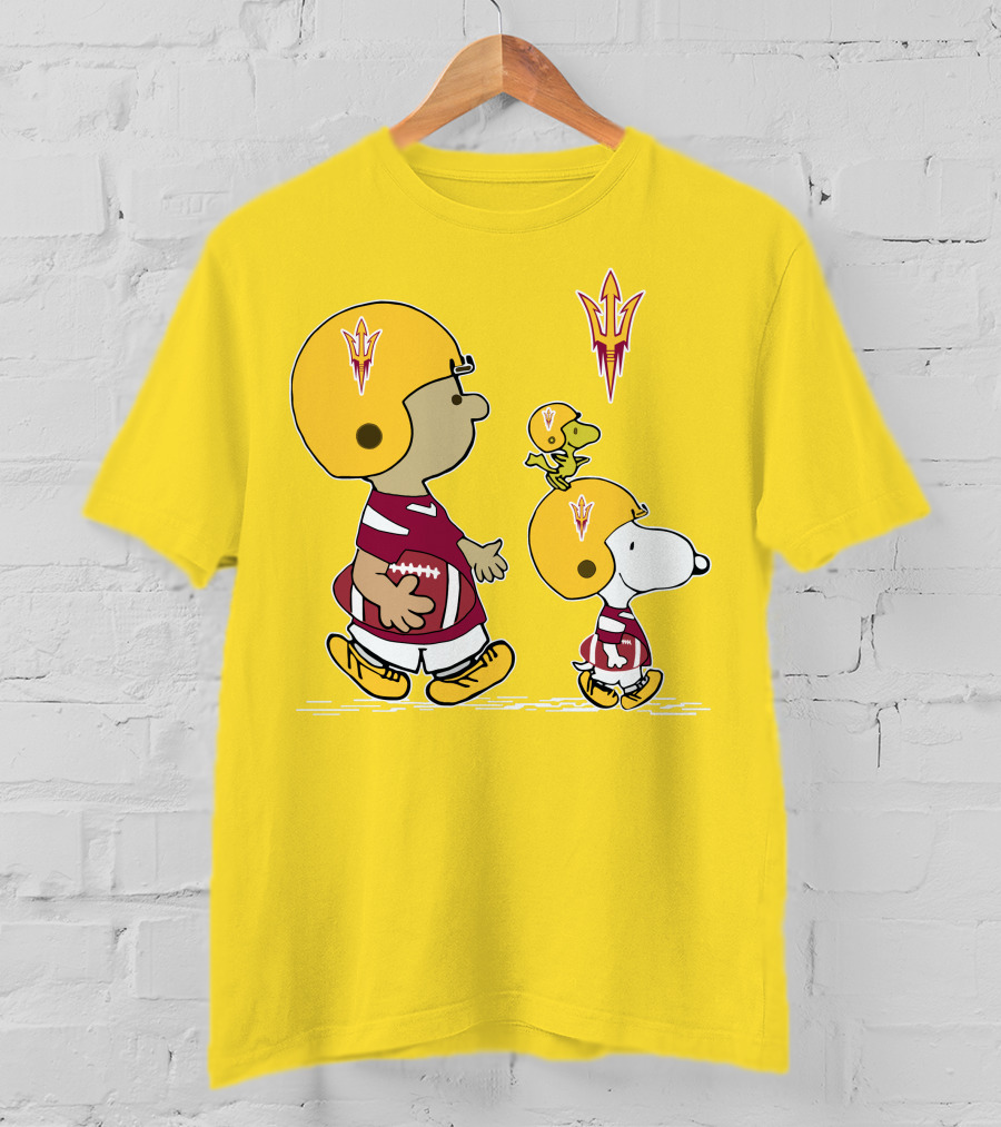 Arizona State Sun Devils Peanuts Football Players Charlie Brown Snoopy Woodstock T-Shirt