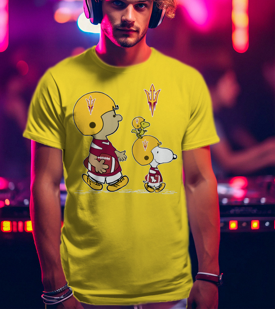 Arizona State Sun Devils Peanuts Football Players Charlie Brown Snoopy Woodstock T-Shirt