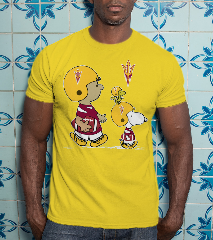Arizona State Sun Devils Peanuts Football Players Charlie Brown Snoopy Woodstock T-Shirt