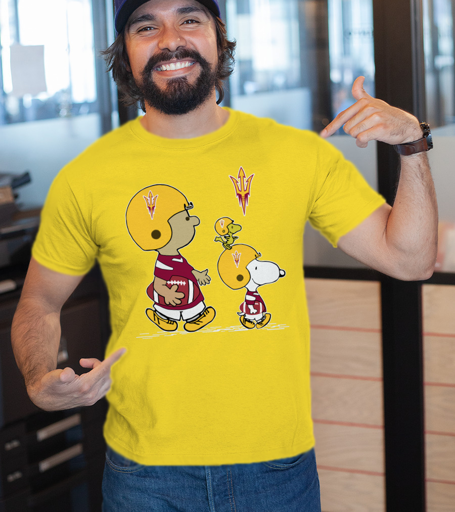 Arizona State Sun Devils Peanuts Football Players Charlie Brown Snoopy Woodstock T-Shirt