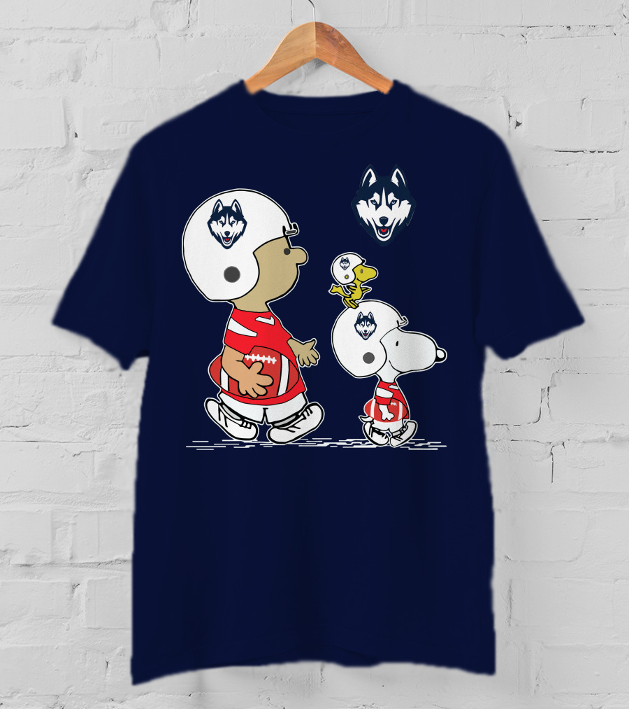 Connecticut Huskies Football Snoopy Woodstock Peanuts T-Shirt