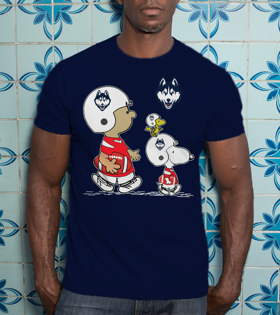 Connecticut Huskies Football Snoopy Woodstock Peanuts T-Shirt