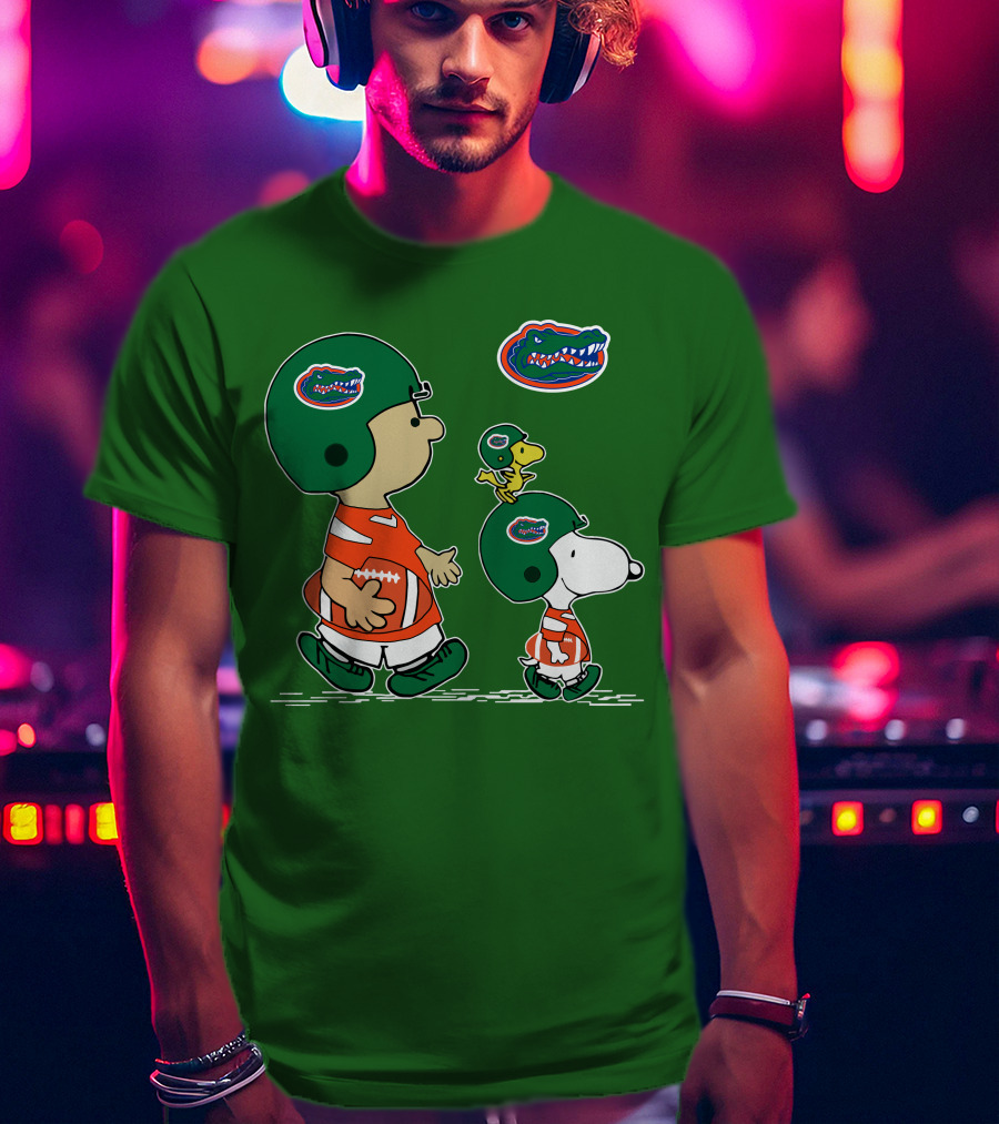 Florida Gators Snoopy And Woodstock Football Helmets T-Shirt